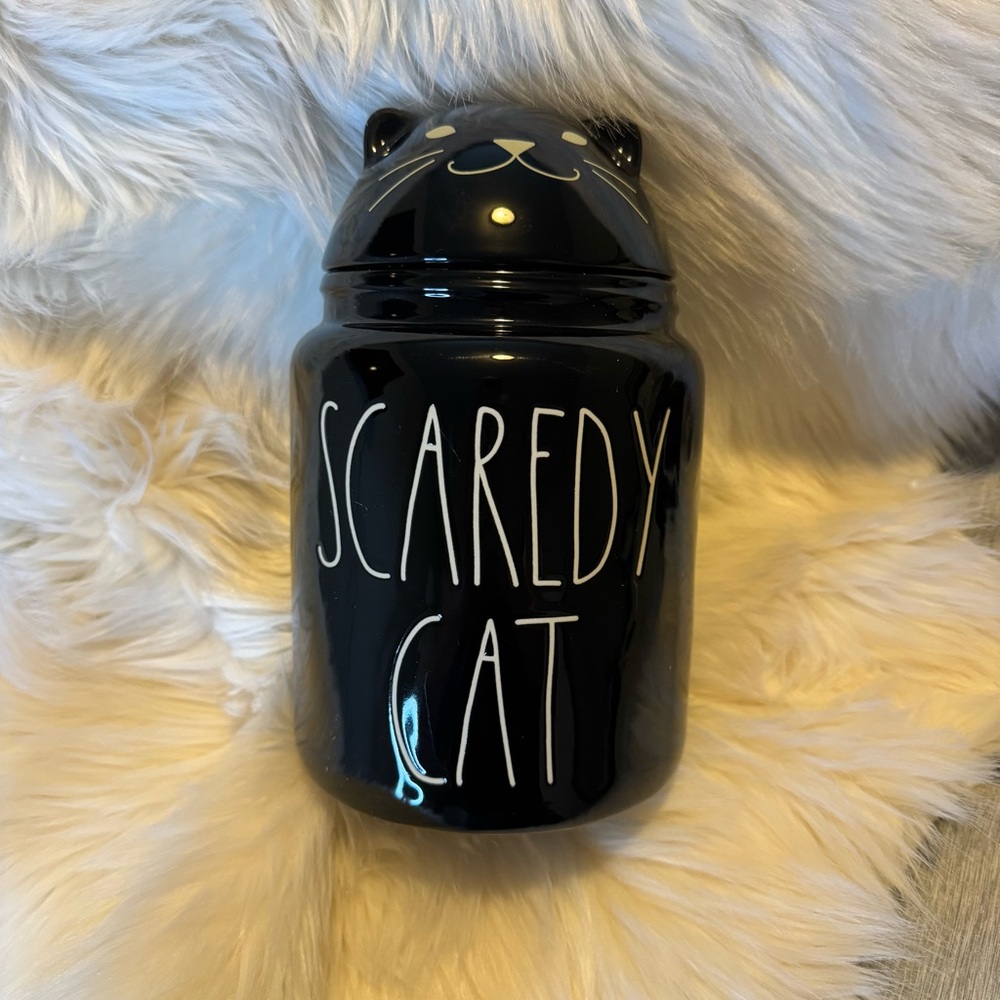 Rae Dunn Black Scaredy Cat Treat Jar